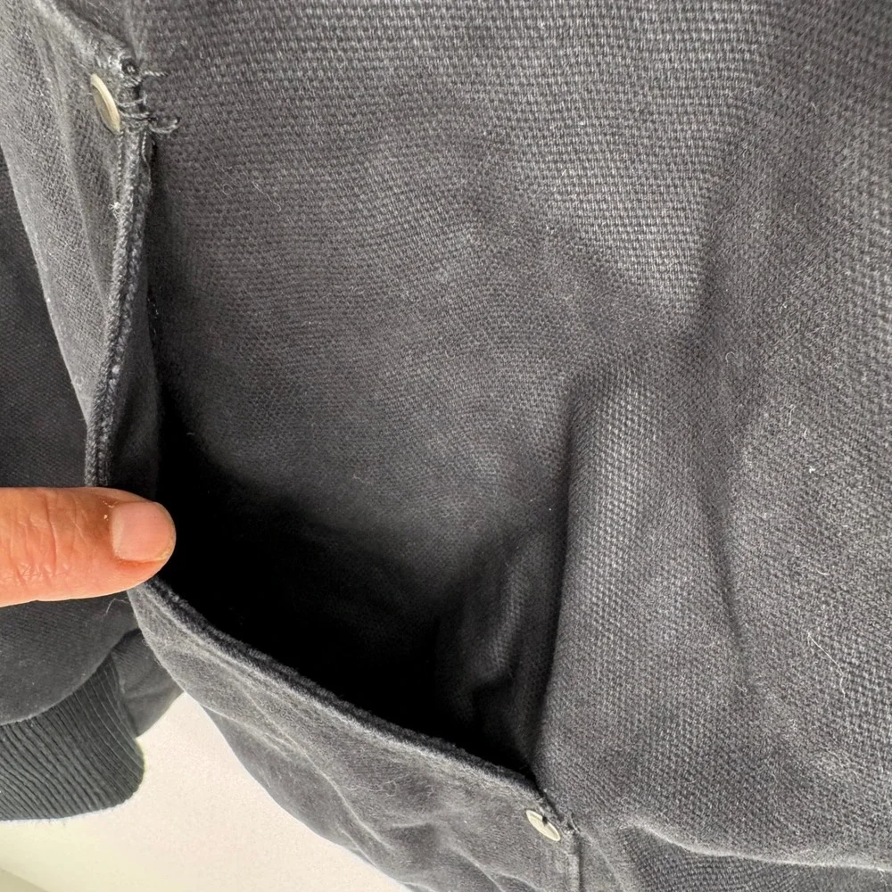 VTG GH Bass & Co Mens XL Black Canvas Sherpa Lined Hooded Workwear Jacket Bomber